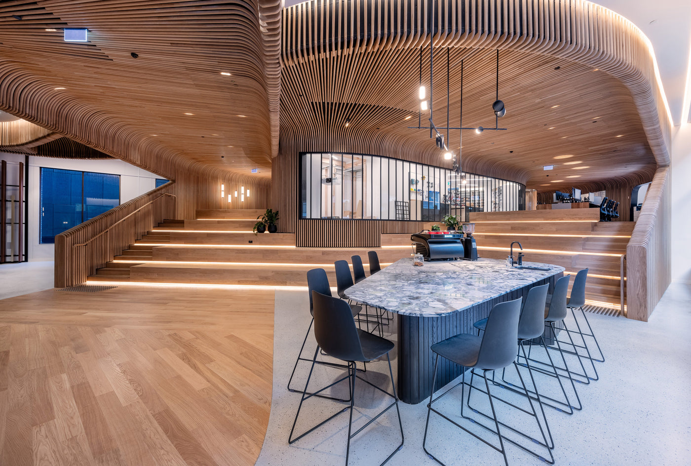 Fitted-out commercial office space with commercial seating – Corporate Chair Systems