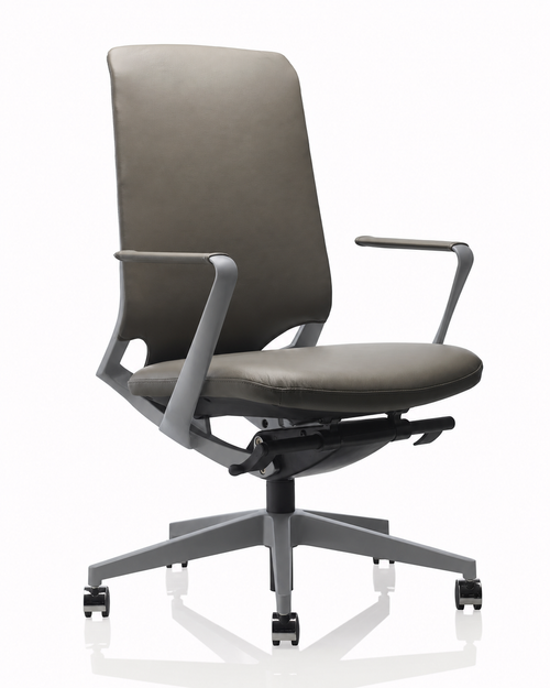 Rhythm Chair - Grey Leather on Grey Frame