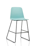 Italian Sled – blue PU upholstery, black frame – Corporate Chair Systems