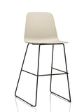 Italian Sled – cool grey PU upholstery, black frame – Corporate Chair Systems