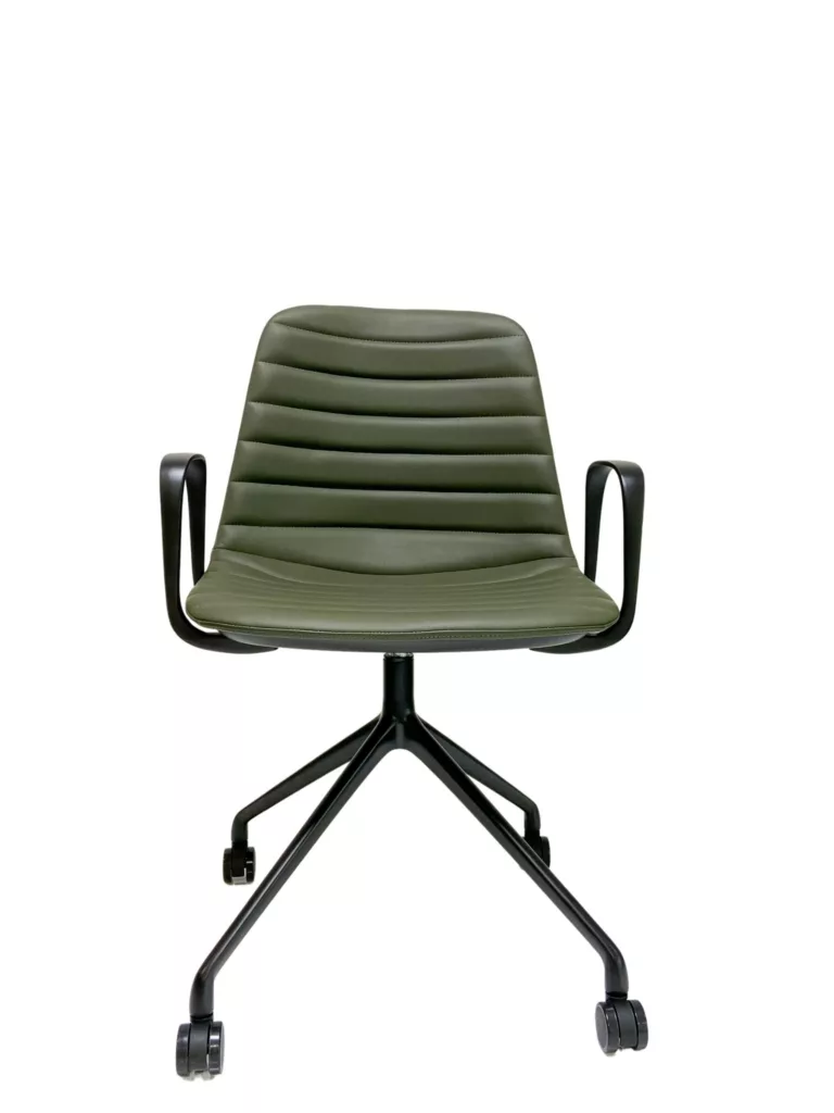 Upholstered seat in Leather (Olive) on 4-star base with black powdercoat