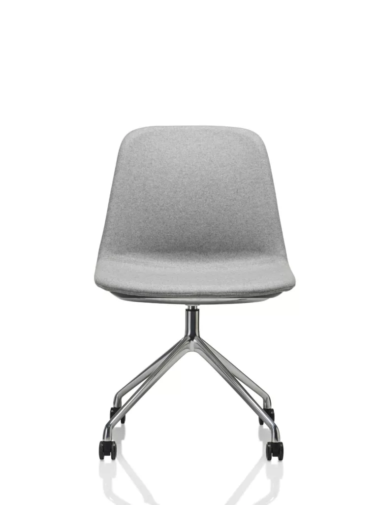 Upholstered seat in fabric (Light Grey) on 4-star base on Alloy