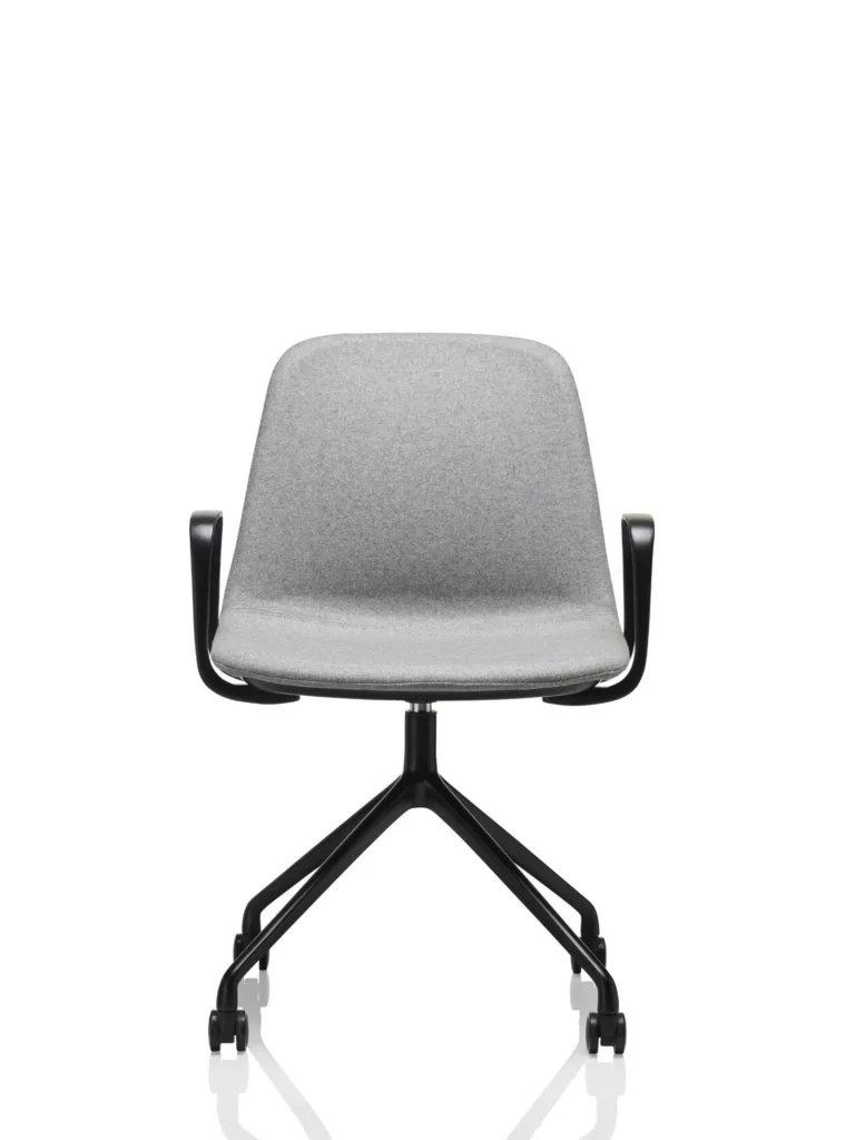 Upholstered seat in fabric (Light Grey) on 4-star base with black powdercoat